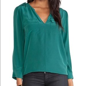 Joie green silk Marlo tunic top